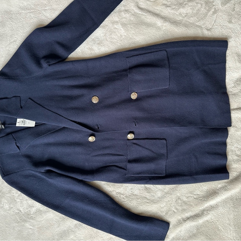 Talbots Navy Double-Breasted Blazer